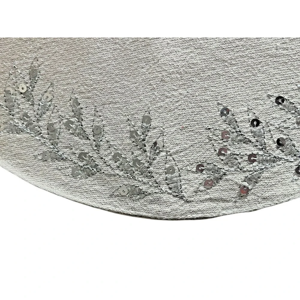 Isaac Mizrahi Christmas Placemats Set of 4 Embroidered Sequins Silver 15